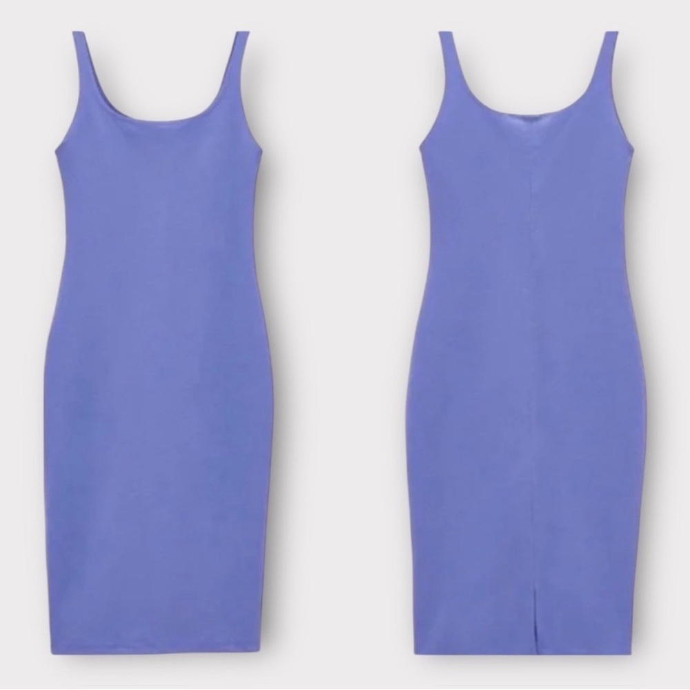 Zara Women’s Periwinkle Blue Purple Scoop-Neck Bodycon Tank Midi Dress Small